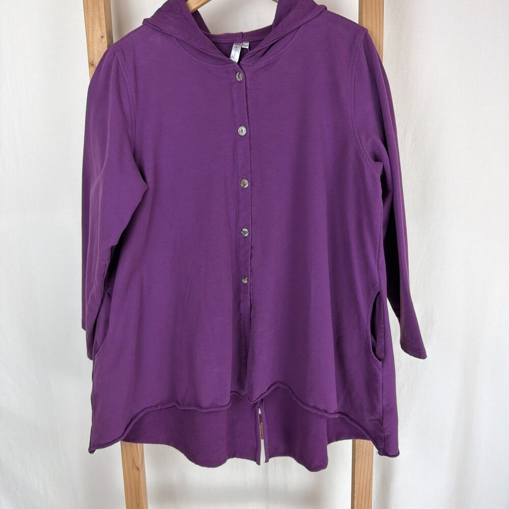 NWT Kleen Wine 100% Cotton High-Low Button Hoodie Jacket Tunic #0806 1X